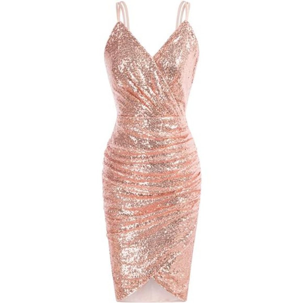 Women's Sexy Rose Gold Sequin Dress